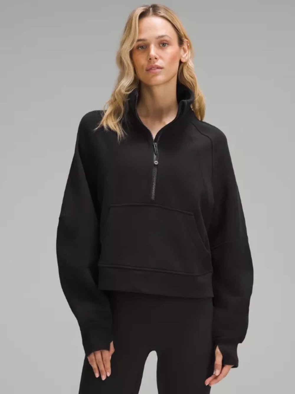 Lululemon Women's Scuba Cropped Funnel Neck Half-Zip in Black
